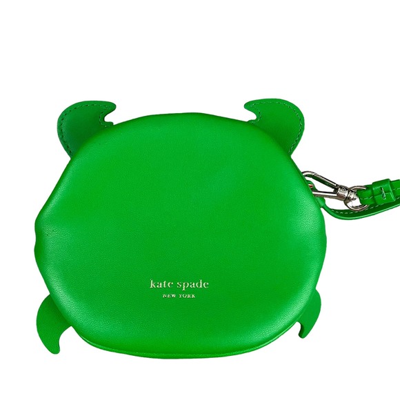 Kate Spade Green Shelly Crab Wristlet Coin Purse Bag Charm Leather - Picture 4 of 6